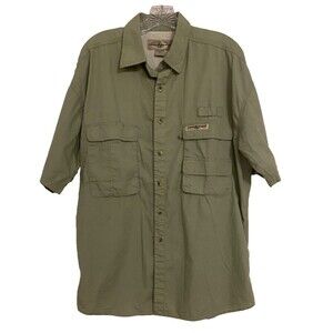 Hook & Tackle Hi-Tech Fishing Shirt~Olive Green~Vented~ Boy Scouts~Mens L Large